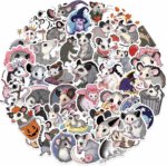 50 Adorable Cartoon Rainbow Cat Stickers - Aesthetic Vinyl for Laptops, Water Bottles, Suitcases & More! - Image 13