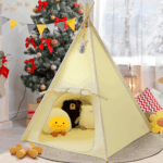 Kids Teepee Tent - Portable Indoor/Outdoor Play Tent in White - Image 10