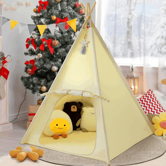 Kids Teepee Tent - Portable Indoor/Outdoor Play Tent in White - Image 10