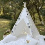 Kids Teepee Tent - Portable Indoor/Outdoor Play Tent in White - Image 8