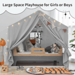 Large Indoor Kids Play Tent with Mat - s Playhouse Castle for Boys and Girls (Grey) - Image 3