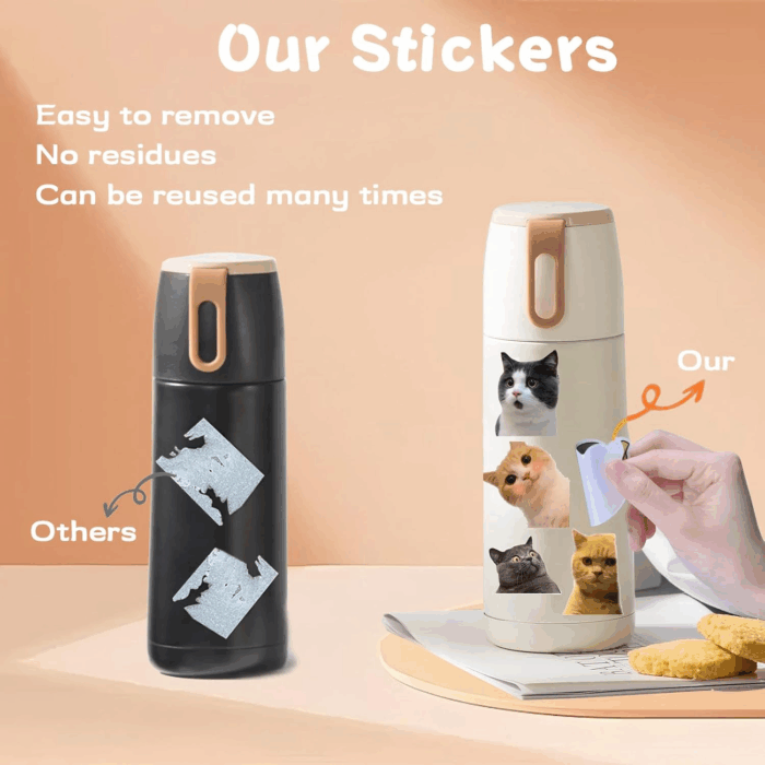 100 Pcs Hilarious Cat Stickers - Adorable Vinyl Memes for Water Bottles, Laptops, Phones & More! - Image 3