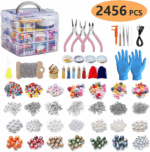 Deluxe 2456-Piece DIY Bead Jewelry Making Kit with Beads, Findings, and Accessories for Custom Bracelet and Necklace Creation - Image 2