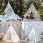 Kids Teepee Tent - Portable Indoor/Outdoor Play Tent in White - Image 9