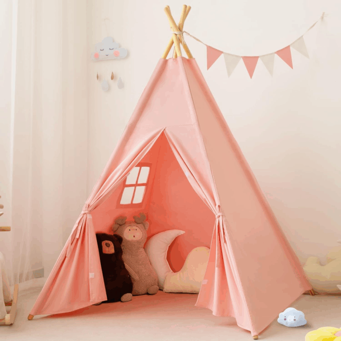 Kids Teepee Tent - Portable Indoor/Outdoor Play Tent in White - Image 14