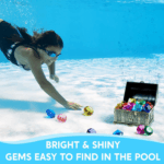 Diving Gems Pool Toys - 16 Colorful Diamond Treasure Set with Pirate Chest for Underwater Fun and Swim Training - Perfect Gift for Kids!