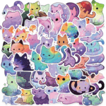 50 Adorable Cartoon Rainbow Cat Stickers - Aesthetic Vinyl for Laptops, Water Bottles, Suitcases & More! - Image 7