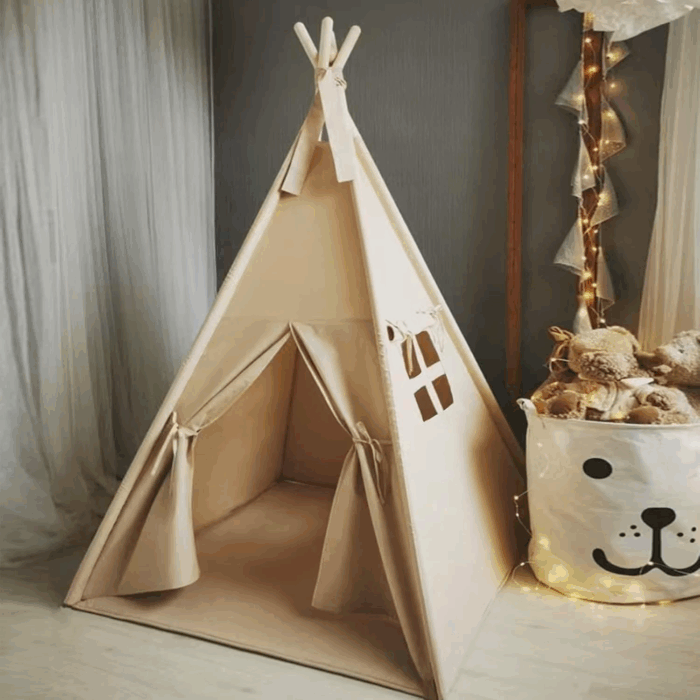 Kids Teepee Tent - Portable Indoor/Outdoor Play Tent in White - Image 11