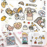 Adorable Kawaii Sticker Set - 100 Sheets of Cute Transparent Cartoon Animals & Flowers for Scrapbooking, Bullet Journals, DIY Crafts, Planners, and More! - Image 4