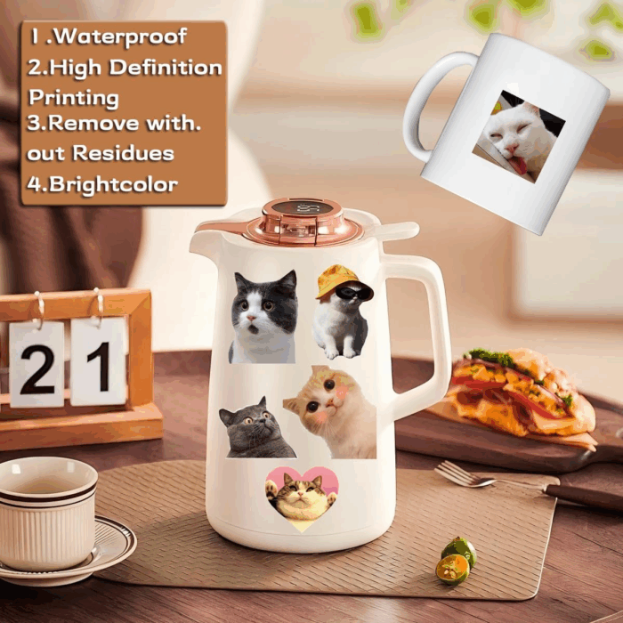 100 Pcs Hilarious Cat Stickers - Adorable Vinyl Memes for Water Bottles, Laptops, Phones & More! - Image 4