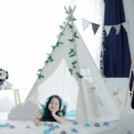 Kids Teepee Tent - Portable Indoor/Outdoor Play Tent in White - Image 5