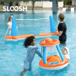 Inflatable Pool Float Set - Volleyball Net & Basketball Hoops for Ultimate Summer Fun - Perfect for Kids and Adults - L-Orange - Image 5