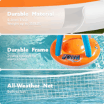 Inflatable Pool Float Set - Volleyball Net & Basketball Hoops for Ultimate Summer Fun - Perfect for Kids and Adults - L-Orange - Image 6