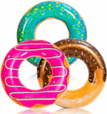 Glitter Donut Pool Float Set - Fun 32.5” Inflatable Tubes for Pool Parties & Donut Celebrations (3 Pack) - Image 2
