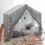 Large Indoor Kids Play Tent with Mat - s Playhouse Castle for Boys and Girls (Grey) - Image 8