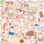 50 Adorable Kawaii Bunny Stickers - Pink Aesthetic Waterproof Decals for Water Bottles, Laptops, Scrapbooking & More - Perfect for Teens, Girls, Kids & Adults!