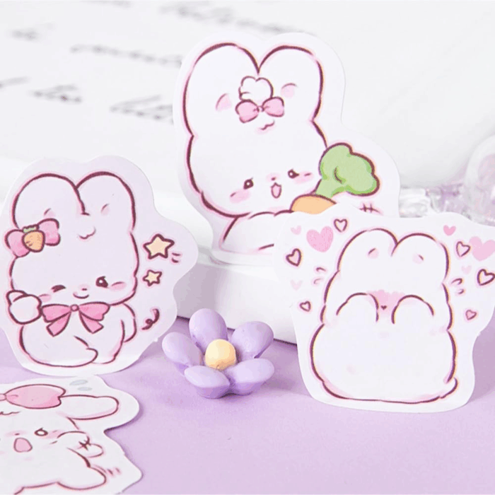 Adorable 45Pcs Bunny Rabbit Stickers for Scrapbooking, Journaling, and DIY Crafts - Perfect for Planners, Laptops, and Phone Cases! - Image 3