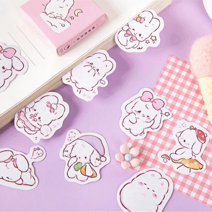 Adorable 45Pcs Bunny Rabbit Stickers for Scrapbooking, Journaling, and DIY Crafts - Perfect for Planners, Laptops, and Phone Cases! - Image 2