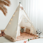 Kids Teepee Tent - Portable Indoor/Outdoor Play Tent in White - Image 12