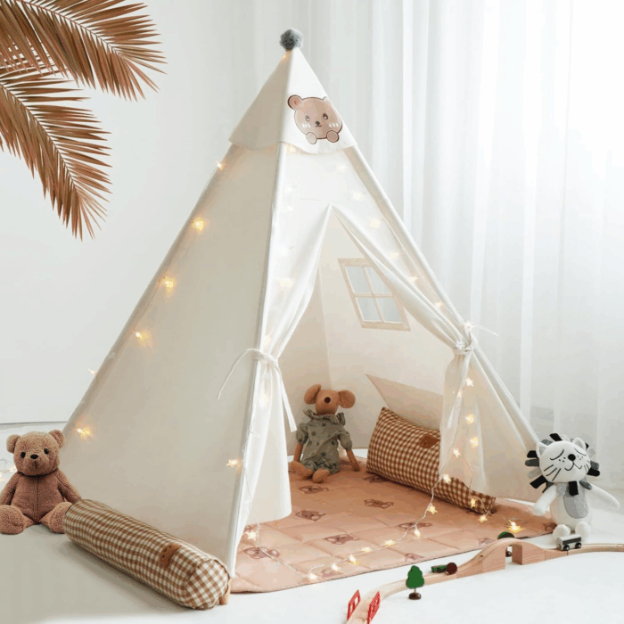 Kids Teepee Tent - Portable Indoor/Outdoor Play Tent in White - Image 12