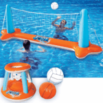 Inflatable Pool Float Set - Volleyball Net & Basketball Hoops for Ultimate Summer Fun - Perfect for Kids and Adults - L-Orange - Image 2