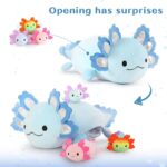23.5" Giant Axolotl Plush with 3 Baby Axolotls - Soft Stuffed Animal Throw Pillow in Blue - Image 3