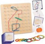 Wooden Geoboard - 30 Pattern Cards & Latex Bands for STEM Learning, 8x8 Brain Teaser Educational Toy for Kids - Image 9