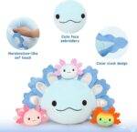 23.5" Giant Axolotl Plush with 3 Baby Axolotls - Soft Stuffed Animal Throw Pillow in Blue - Image 5