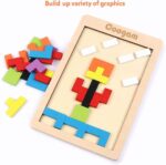 40-Piece Wooden Blocks Puzzle - Colorful 3D Tangram Brain Teasers for Kids - STEM Montessori Educational Gift - Image 5