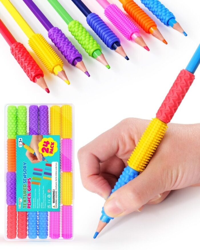 Ultimate 24 Pack Sensory Fidget Toys - Textured Silicone Pencil Grips for Kids & Adults, Perfect for Autism & ADHD Anxiety Relief in Classrooms! - Image 2