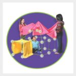 EVEREST TOYS Glow in the Dark  - 69 Piece Buildable Fort Kit for Kids 5-8 - Indoor/Outdoor DIY STEM Fun!