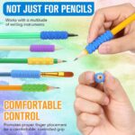 36 Pcs Colorful Silicone Pencil Holders - Cushioned Grips for Comfortable Handwriting, Drawing, and Coloring in School and Office