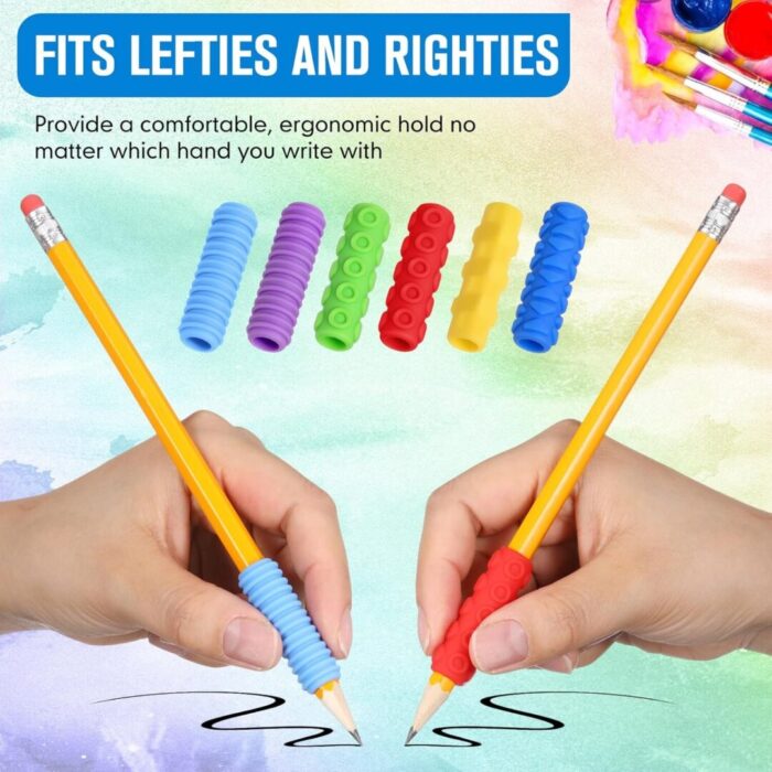 36 Pcs Colorful Silicone Pencil Holders - Cushioned Grips for Comfortable Handwriting, Drawing, and Coloring in School and Office - Image 6