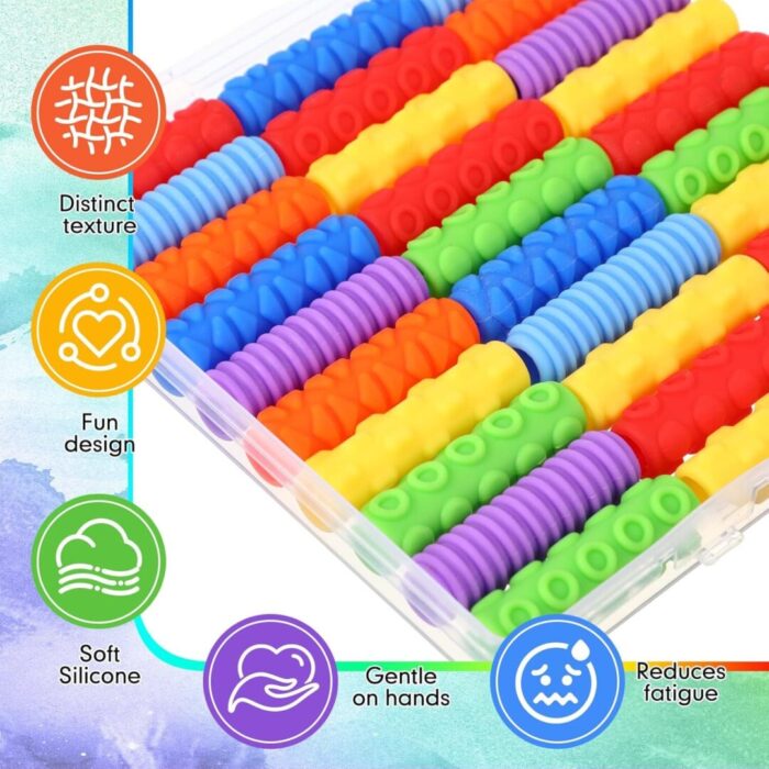 36 Pcs Colorful Silicone Pencil Holders - Cushioned Grips for Comfortable Handwriting, Drawing, and Coloring in School and Office - Image 4