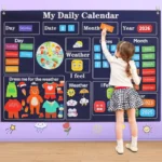 Daily Calendar and Transportation Felt Storyboard for Toddlers - Montessori Educational Storytelling Toy for Preschool Children