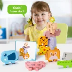 Montessori-Inspired Wooden Animal Sorting and Stacking Blocks for Toddlers Aged 2-4 - Educational Gifts for Boys and Girls - Image 2