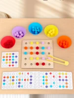 Montessori Wooden Clip Beads Toy for Fine Motor Skills Development and Color Sorting in Early Childhood Education