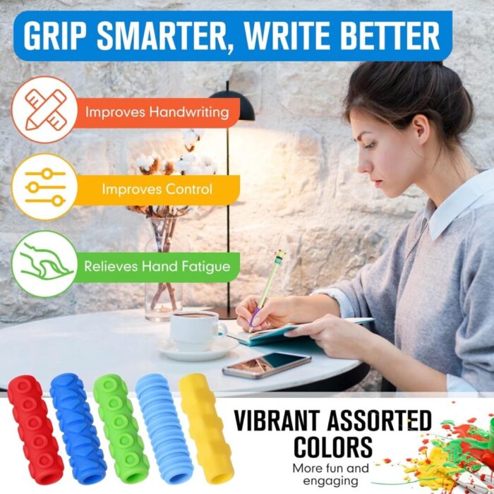 36 Pcs Colorful Silicone Pencil Holders - Cushioned Grips for Comfortable Handwriting, Drawing, and Coloring in School and Office - Image 5