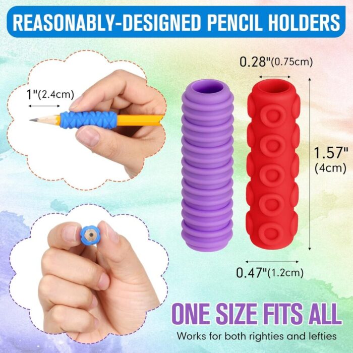 36 Pcs Colorful Silicone Pencil Holders - Cushioned Grips for Comfortable Handwriting, Drawing, and Coloring in School and Office - Image 3