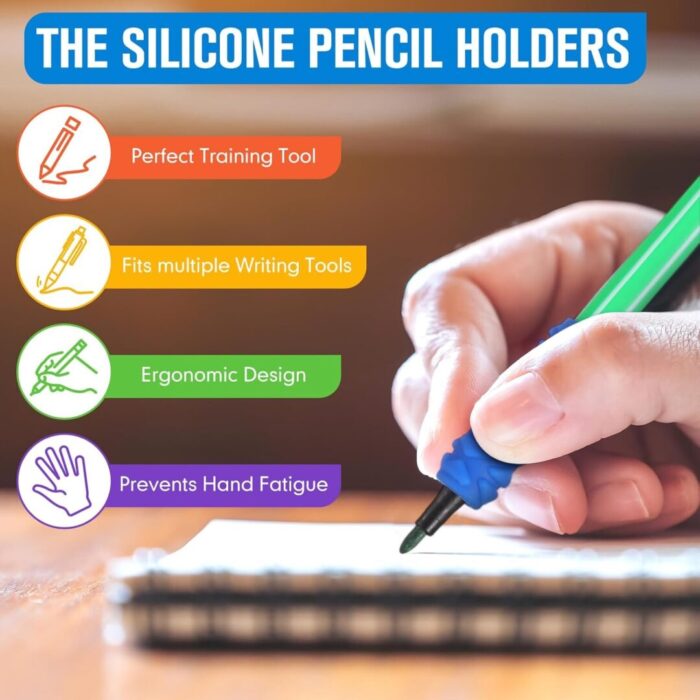 36 Pcs Colorful Silicone Pencil Holders - Cushioned Grips for Comfortable Handwriting, Drawing, and Coloring in School and Office - Image 7