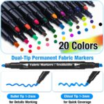 20-Color Dual Tip Fabric Markers - Permanent Paint Pens for Kids & Adults - Perfect for T-Shirts, Sneakers, Canvas, and More! - Image 2