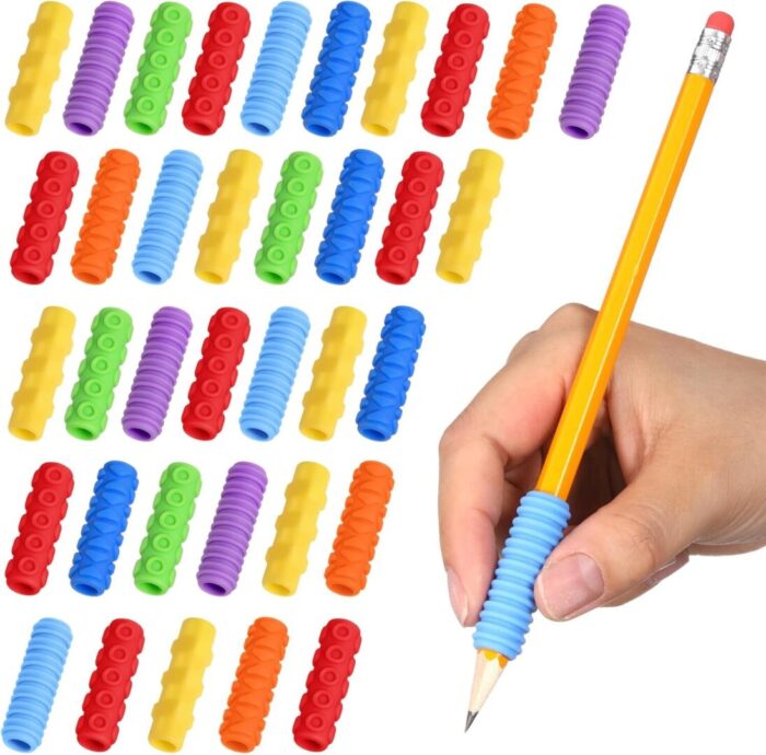 36 Pcs Colorful Silicone Pencil Holders - Cushioned Grips for Comfortable Handwriting, Drawing, and Coloring in School and Office - Image 2