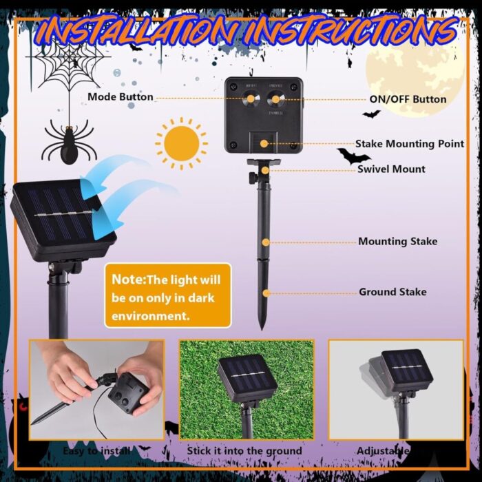Illuminate Your Halloween Spirit with Our LED Solar Garden Flag - 8 Modes Witch Feet Design, Double-Sided Cauldron & Eyeball Black Cat Decor for Your Porch! - Image 6