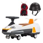 Electric Twist Car with Music and Helmet - 2-in-1 Swing Car with Simulated Engine Function for Children Aged 1-6 Years