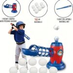 Automatic Pitching Machine for Children with T-Ball Set, Featuring a Plastic Bat and 10 Balls, Ideal for Young Players