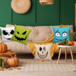 Spooktacular Halloween Pillow Covers Set - 4 Decorative 18"x18" Throw Cushions for Your Sofa or Bed - Image 3