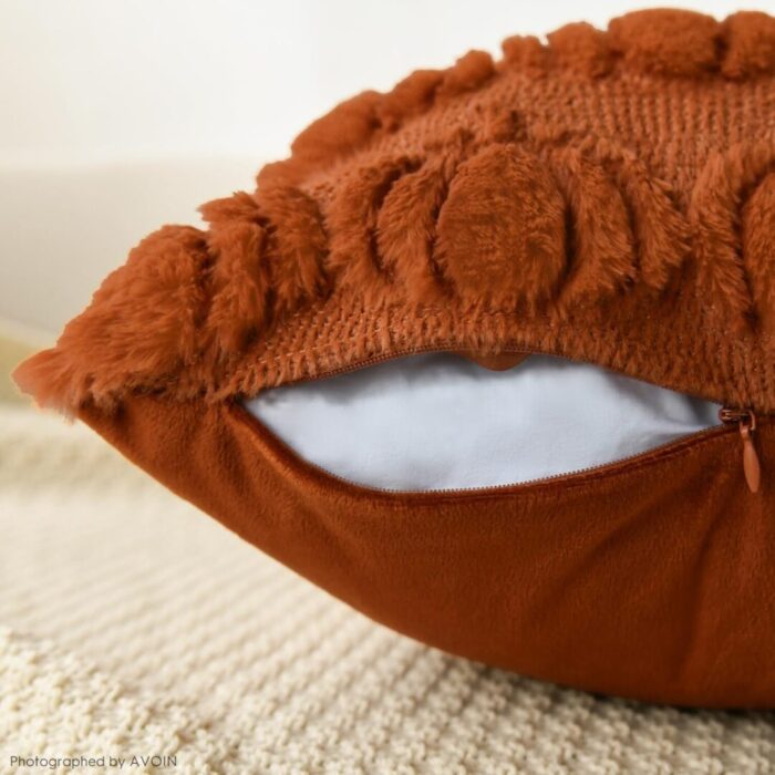 Cozy Autumn Vibes:  Pumpkin Caramel Throw Pillow Covers - Set of 2, 18x18 Inch Plush Faux Fur Cushion Cases for Seasonal Sofa Decor - Image 7