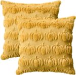 Cozy Autumn Vibes:  Pumpkin Caramel Throw Pillow Covers - Set of 2, 18x18 Inch Plush Faux Fur Cushion Cases for Seasonal Sofa Decor - Image 11