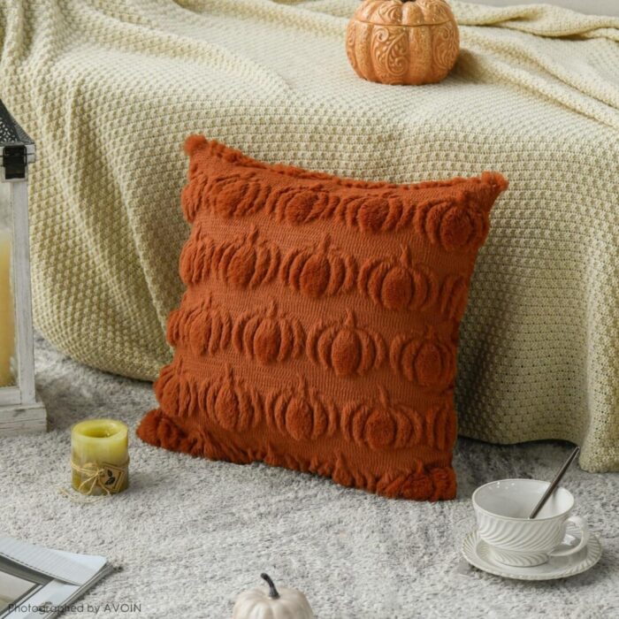 Cozy Autumn Vibes:  Pumpkin Caramel Throw Pillow Covers - Set of 2, 18x18 Inch Plush Faux Fur Cushion Cases for Seasonal Sofa Decor - Image 6