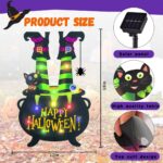 Illuminate Your Halloween Spirit with Our LED Solar Garden Flag - 8 Modes Witch Feet Design, Double-Sided Cauldron & Eyeball Black Cat Decor for Your Porch! - Image 4